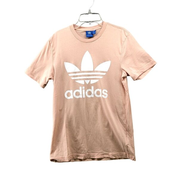Adidas Trefoil Logo T Shirt Womens Small S Peach Pink Short Sleeve Cotton - Picture 1 of 10